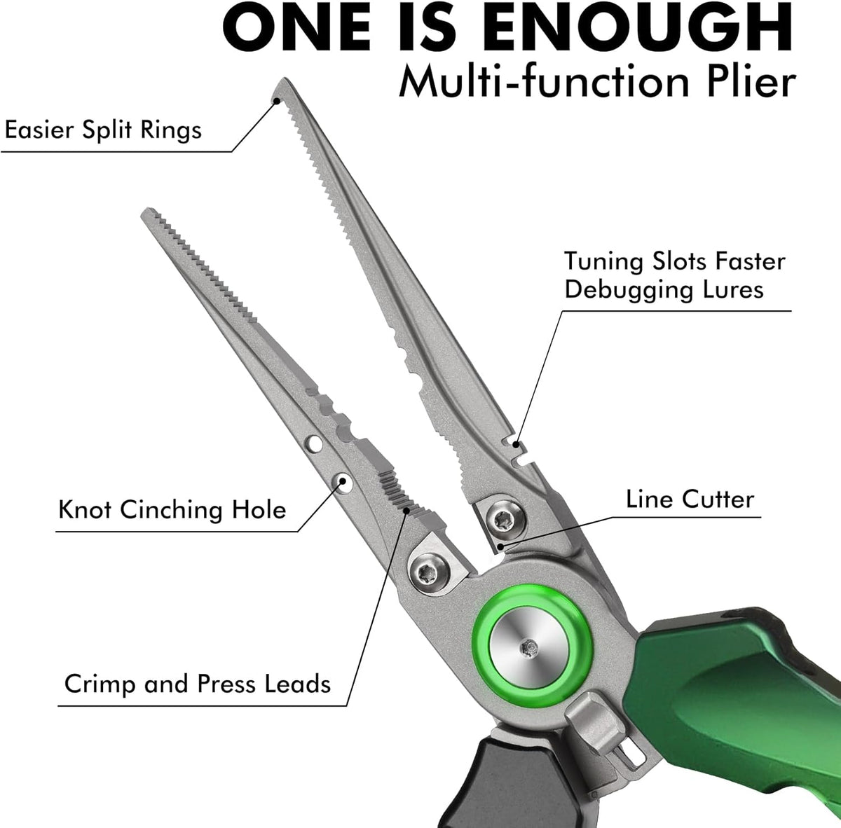 TRUSCEND Lockable Handy Fishing Pliers with Innovative Ergonomic Handle, Saltwater Corrosion Resistant Teflon Coated Fishing Tool, Multi-Function Fishing Gear with Mo-V Cutter, Amazing Fishing Gift - PuriLite