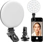 Anautin 60 LED Ring Light, Rechargeable Selfie Light with Front & Back Clip, 2500-6500K Portable Phone Light, Adjustable 3 Light Modes for iPhone, iPad, Tablet, Laptop, CRI97+, 90 Grams (Black) - PuriLite