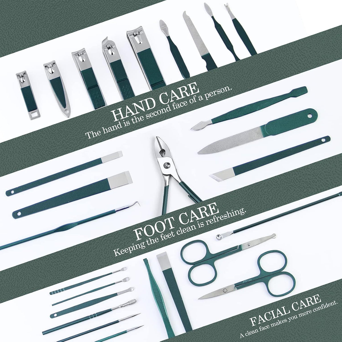 WOAMA Manicure Set 30 in 1 Nail Clipper Set Nail Kit for Women Men Stainless Steel Manicure Kit Professional with Travel Case - PuriLite