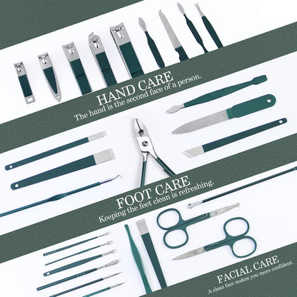 WOAMA Manicure Set 30 in 1 Nail Clipper Set Nail Kit for Women Men Stainless Steel Manicure Kit Professional with Travel Case - PuriLite