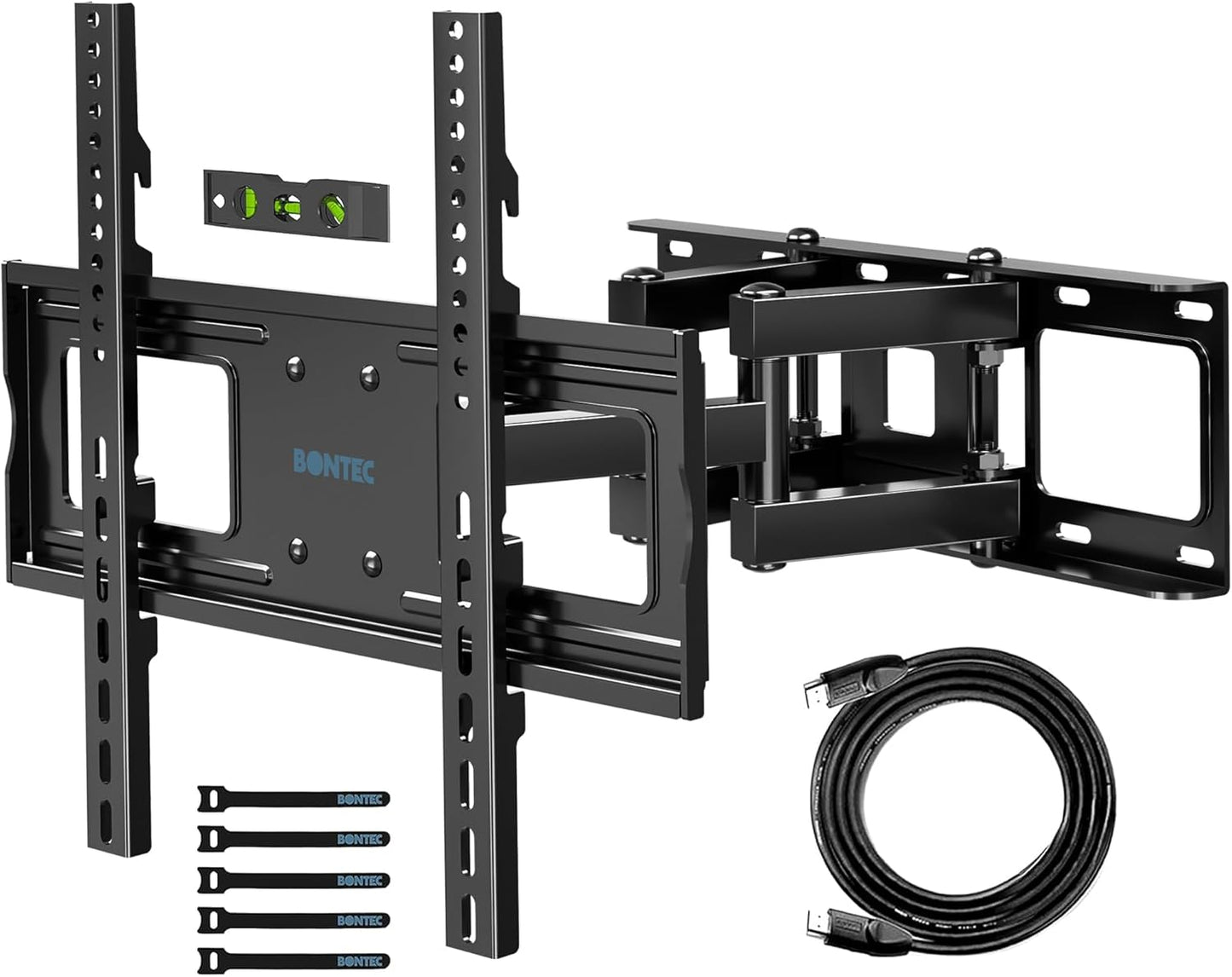 BONTEC TV Wall Mount, Full Motion Bracket for 23-70 Inch TVs, Holds Up to 99lbs, Max VESA 400x400mm, Fits 32 40 50 55 65 Inch LED OLED LCD Flat and Curved Screens, Tilt Swivels with 6 Arms - PuriLite