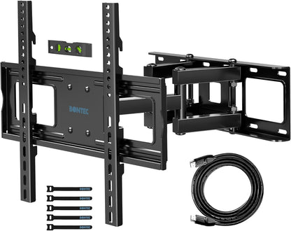 BONTEC TV Wall Mount, Full Motion Bracket for 23-70 Inch TVs, Holds Up to 99lbs, Max VESA 400x400mm, Fits 32 40 50 55 65 Inch LED OLED LCD Flat and Curved Screens, Tilt Swivels with 6 Arms - PuriLite