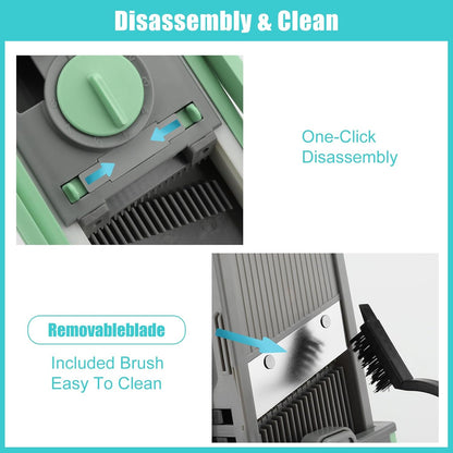 MEKOTRIN Vegetable Chopper Mandoline Slicer for Kitchen, Vegetable Food Slice Potato Slicer Chopper, Veggie Chopper with Container, Adjustable Thickness Julienne + Dicer, Kitchen Tools Gadgets, Green - PuriLite