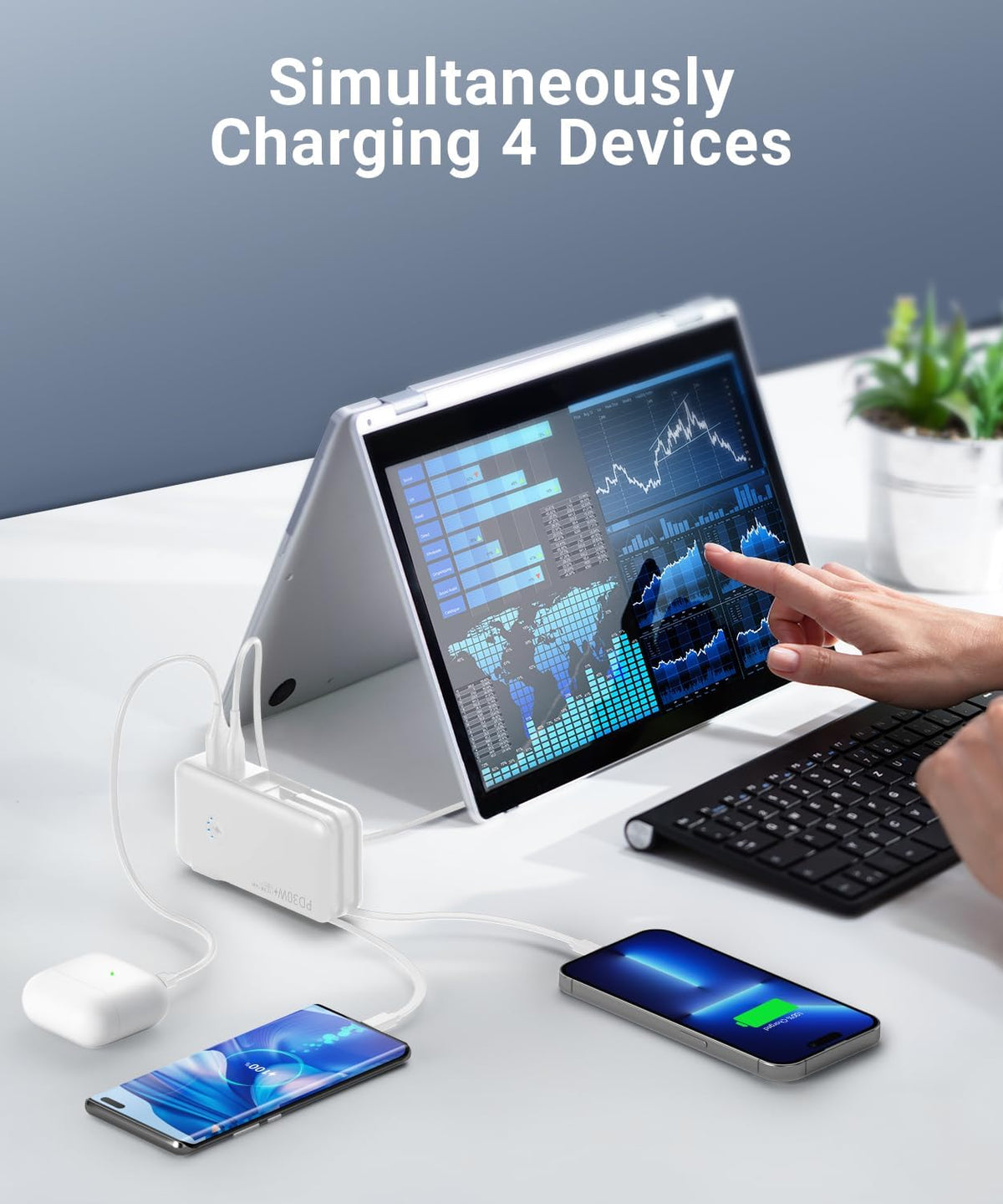 Portable Charger, Power Bank, 16000mAh Power Bank Built-in AC Wall Plug and Cables, PD 30W and QC4.0 Fast Charger for iPhone and Android Phones and Most Electronic Devices (Black) - PuriLite
