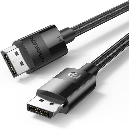 UGREEN VESA Certified DisplayPort 1.4 Cable, DP 8K@60Hz, 4K@144Hz, 1080P@240Hz, Support 32.4Gbps HDR, FreeSync G-Sync, Braided Cord for HDTVs, Gaming Monitors, PC Graphics (6ft) - PuriLite