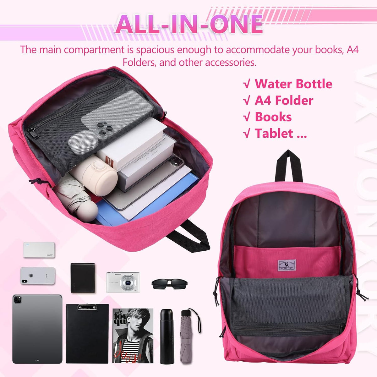 School Backpack for Kids,Lightweight Water Resistant Work Travel Backpack for Women Men Teens VONXURY - PuriLite