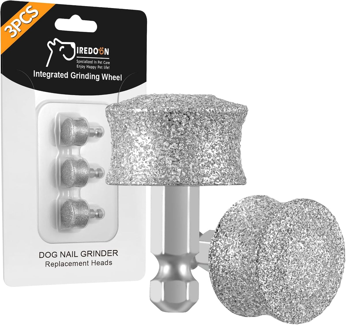 IREDOON Dog Nail Grinder Replacement Head-Integrated Grinding Head for Casfuy and Most Brands, Highly Efficient, Safe and Durable (3pcs) - PuriLite