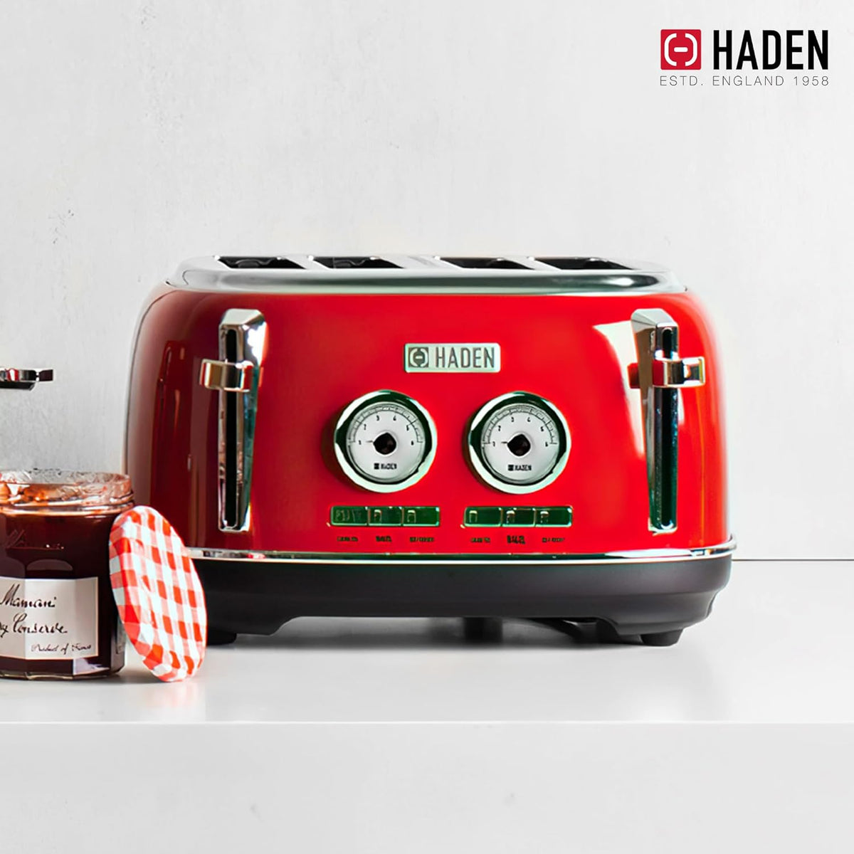 Haden Dorset 75083 Stainless Steel 1500W Retro Toaster 4 Slice Wide Slot w/Removable Crumb Tray and Settings, Black/Copper Toasters w/Adjustable Browning Control, Smart Toaster - PuriLite