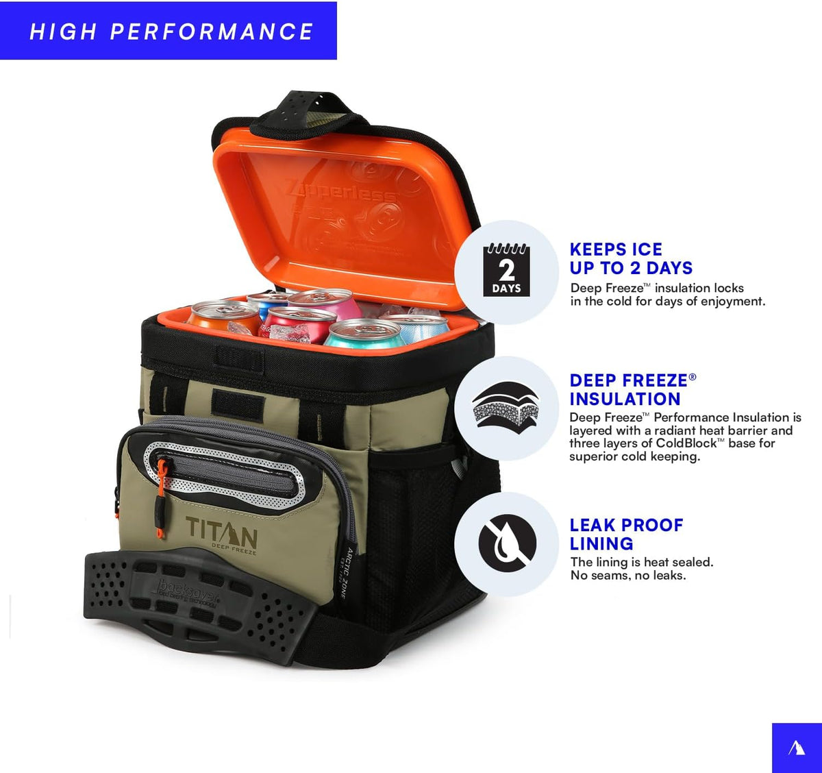 Arctic Zone Titan Deep Freeze 16 Can Zipperless Hardbody Cooler, Moss - PuriLite