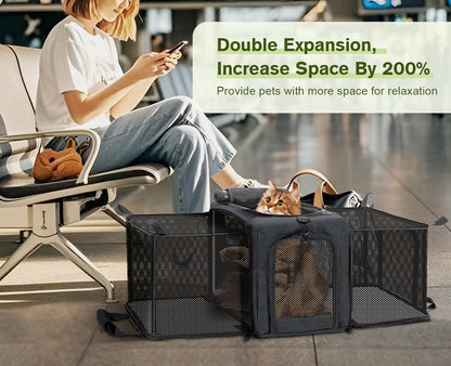 Approved Collapsible Cat Soft-Sided Carriers, Breathable Pet Carriers up to 5kg/12lbs, Portable Dog Carrier Great for Travel, Outdoor, Hiking, Camping(Gray) - PuriLite