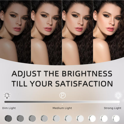 FENCHILIN Lighted Makeup Mirror Hollywood Mirror Vanity Makeup Mirror with Light Smart Touch Control 3Colors Dimmable Light Detachable 10X Magnification 360°Rotation(White) - PuriLite