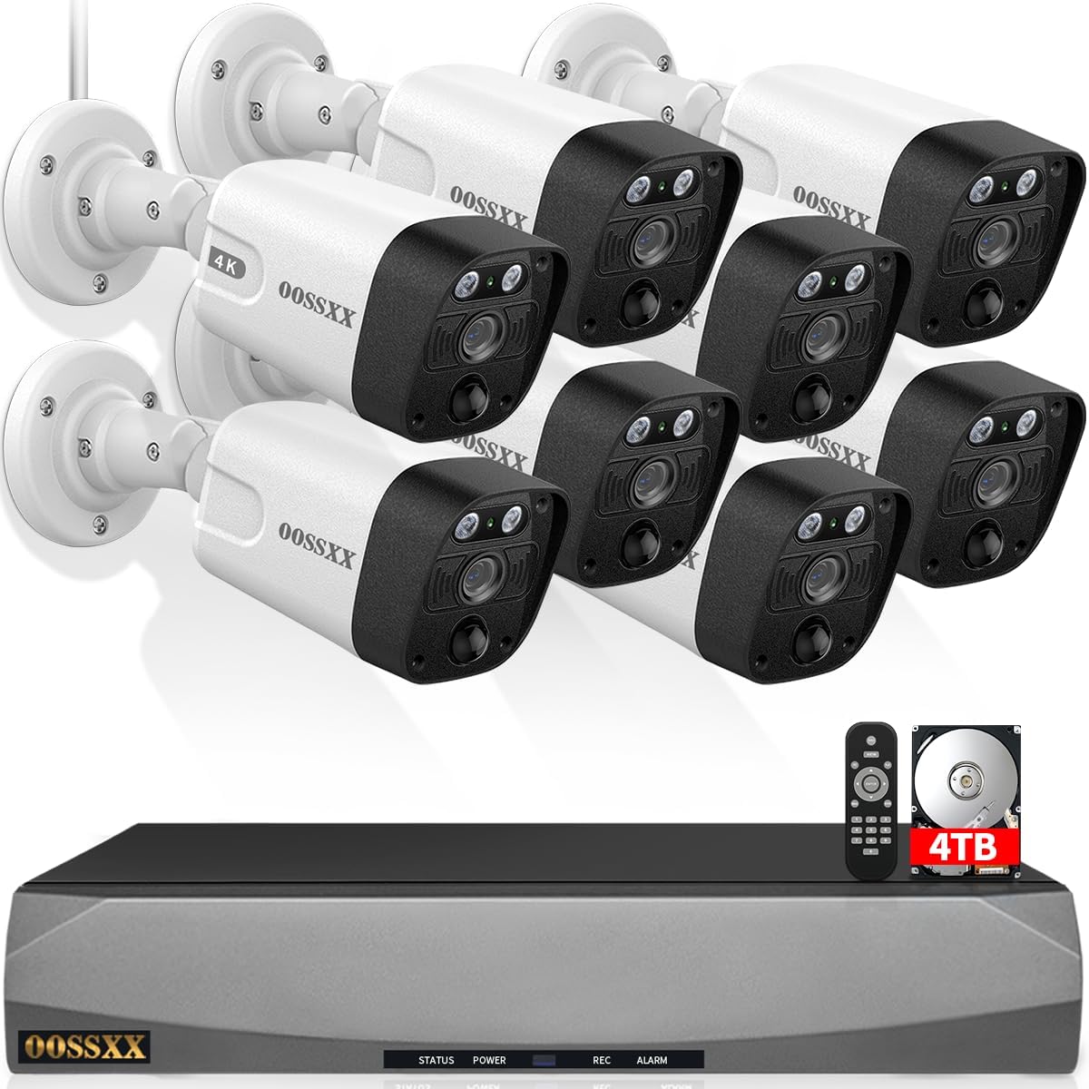 (4K/8.0MP,130°Ultra Wide Angle,2-Way Audio) Wired PoE Camera System with Monitor Outdoor IP Camera for House Indoor Home Security Systems, PIR Surveillance Cameras Video DVR Set - PuriLite