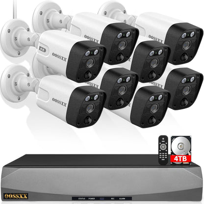 (4K/8.0MP,130°Ultra Wide Angle,2-Way Audio) Wired PoE Camera System with Monitor Outdoor IP Camera for House Indoor Home Security Systems, PIR Surveillance Cameras Video DVR Set - PuriLite