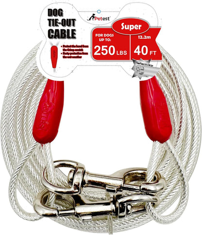 Petest 25ft Reflective Tie-Out Cable for Small Dogs Up to 35 Pounds - PuriLite