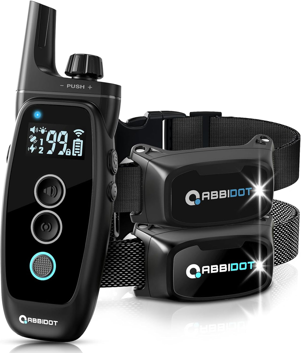 ABBIDOT Shock Collar 2 Dogs - 3300ft Dog Training Collar with Remote, 151 Levels Electric Collar, Safety Lock, Waterproof Rechargeable E Collar for Small Medium Large Dogs (Deep Black, 2 Collars) - PuriLite