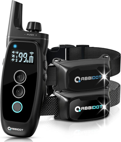 ABBIDOT Shock Collar 2 Dogs - 3300ft Dog Training Collar with Remote, 151 Levels Electric Collar, Safety Lock, Waterproof Rechargeable E Collar for Small Medium Large Dogs (Deep Black, 2 Collars) - PuriLite