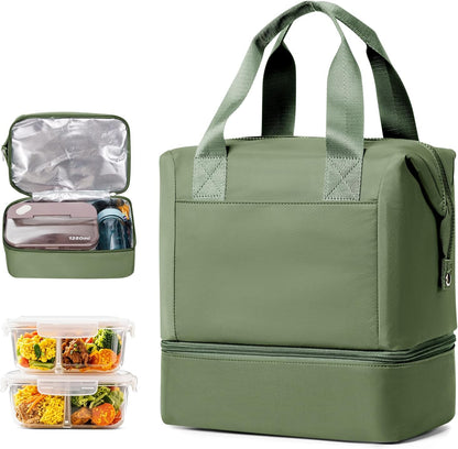 Lunch Bag Insulated Lunch Box Leakproof Lunch Tote Bags for Women Men,Portable Thermal Cooler Bag Lunch Containers with Shoulder Strap for Work, Family, Picnic, School, Outdoor,BBQ C2-Pinkpurple - PuriLite