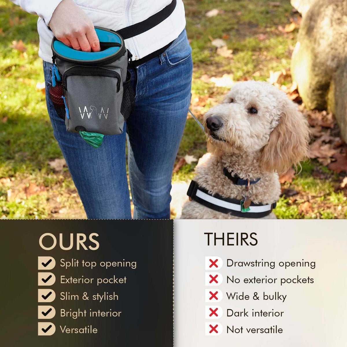 Wolf in Winter Quickdraw XL Dog Treat Pouch Bag for Training with Waste Bag Holder Phone Pocket and Belt Clip – Dog Accessories for Walking Hiking and Puppy Essentials – (Raspberry) - PuriLite
