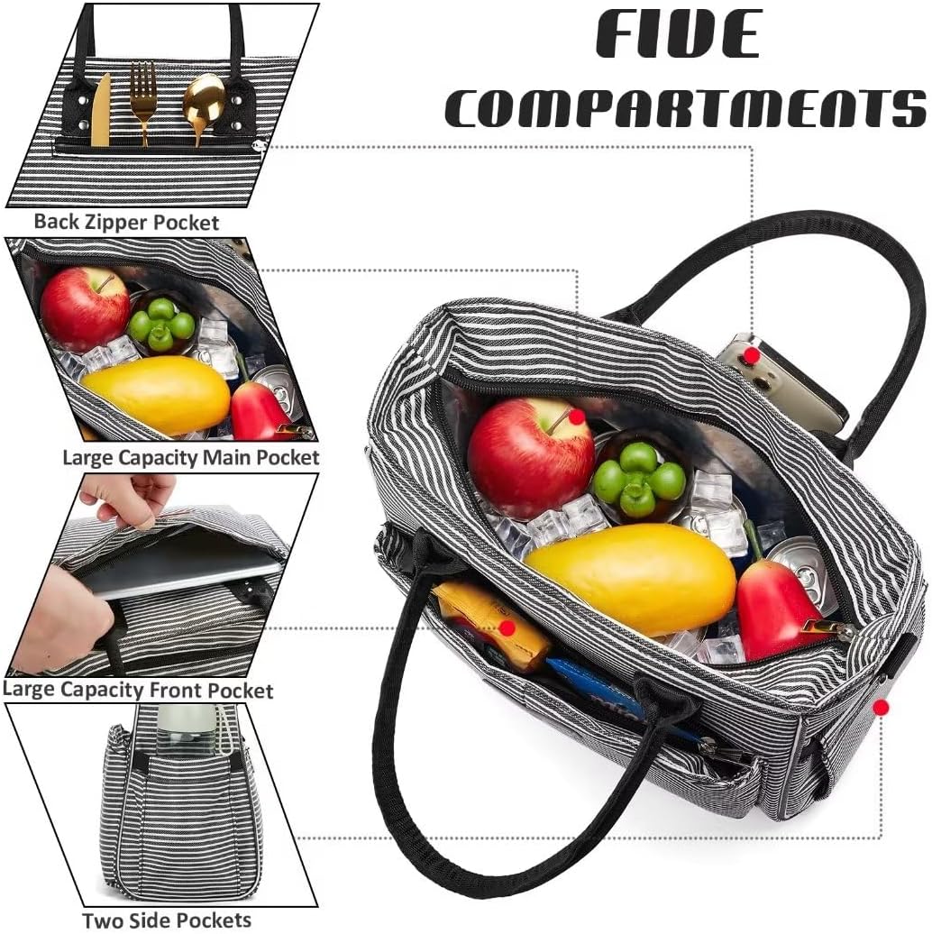 Lunch Bag for Women, Insulated Lunch Box for Work, Large Leakproof Cooler Purse with Side Pockets & Removable Shoulder Strap Women's Lunch Tote Bag for Picnic Work Beach Cute Lunch Bags (Heart) - PuriLite