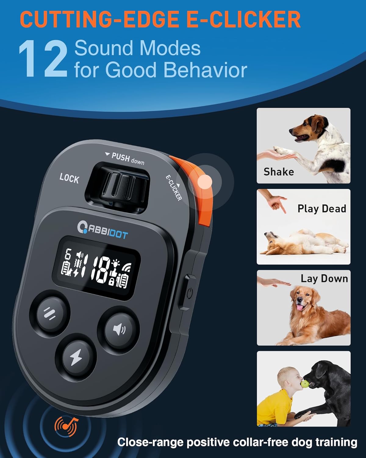 ABBIDOT Shock Collar 2 Dogs - 4500ft Dog Training Collar, 178 Levels, E-cliker, Waterproof Remote & Collar, Night Light E Collar for Small Medium Large Dogs (Black, 2 Collars) - PuriLite