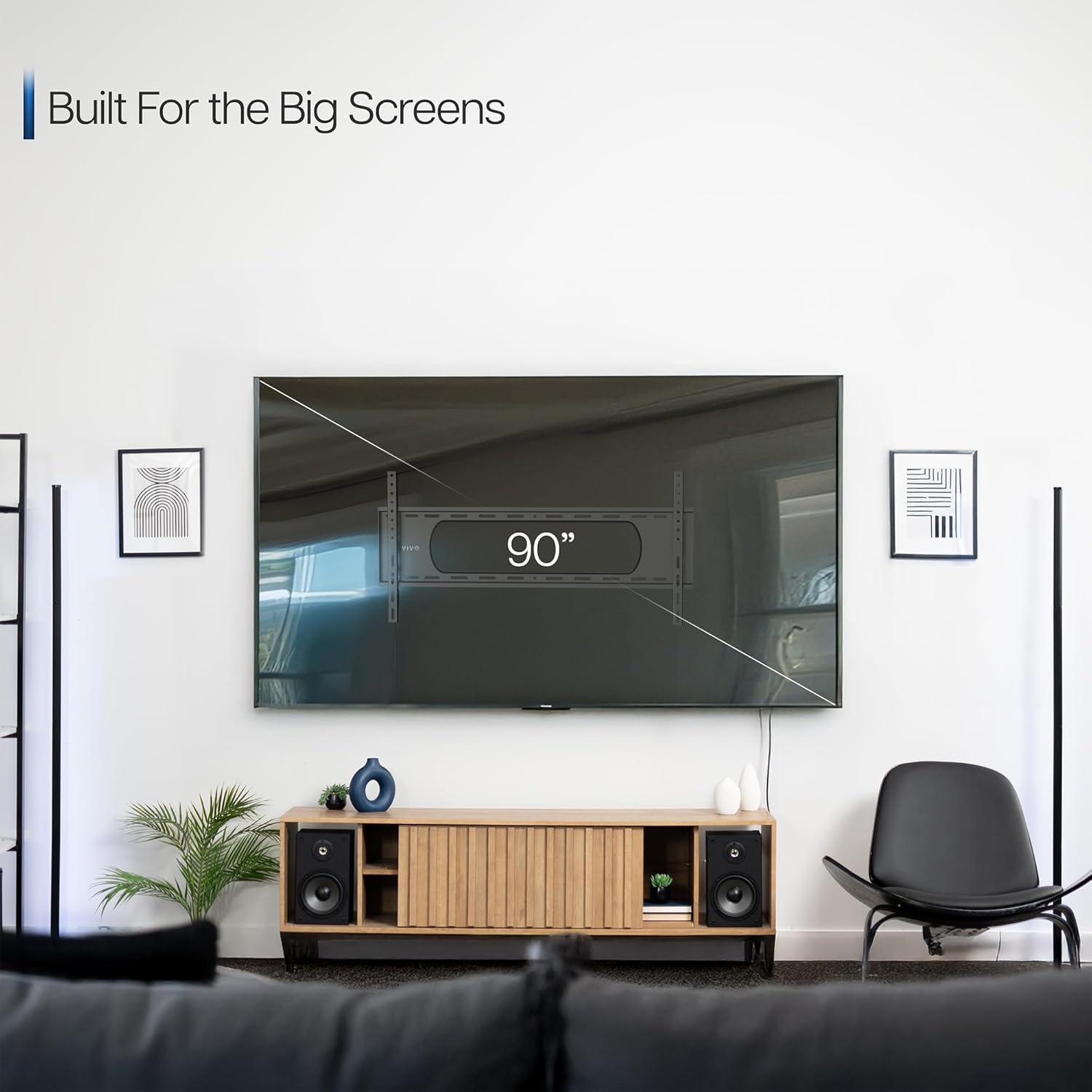 VIVO Extra Large Heavy Duty 43 to 100 inch LCD LED Curved and Flat Panel Screen, TV Wall Mount Bracket with Max 800x400mmmm VESA, Black, MOUNT-VW100F - PuriLite