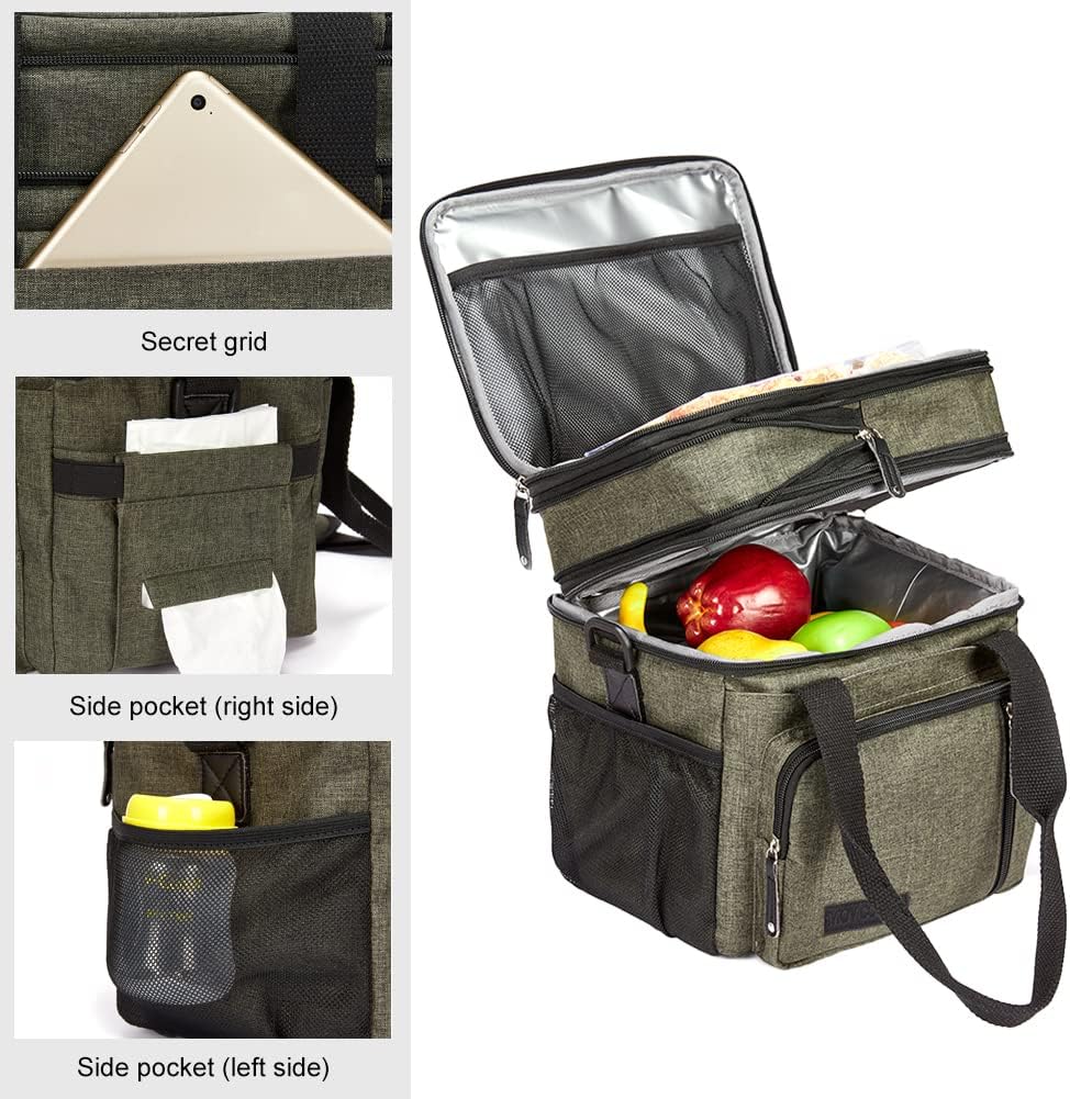 Lunch Bag Women Insulated Lunch Box for Work, Purple Expandable Large Lunch Bags, Leakproof Double Deck Lunch Box Cooler Bag（Purple） - PuriLite