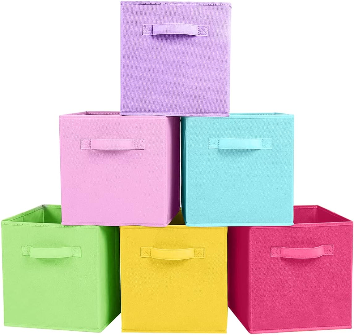 ShellKingdom Storage Bins, Foldable Fabric Storage Cubes And Cloth Organizer Drawer For Closet And Toys, 6 Pack (Lavender+Light Blue+Pink) - PuriLite