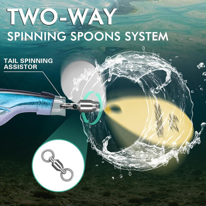 TRUSCEND Fishing Spinners with Unique Double Spoons, Nano-Plated Rooster Tail Fishing Lures with Copper Body & Blade, Great Action Blade Bait for Bass Trout Walleye, Freshwater Ice Fishing Jigs - PuriLite