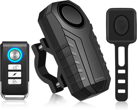 WSDCAM Bike Alarm Horn with Remote Loud 113dB, Waterproof Wireless Antitheft Vibration Bicycle Alarm with Bike Horn for Adults Mountain Bike Road Bicycle Scooter - PuriLite