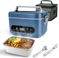 Cordless Electric Lunch Box,100W Self Heating Lunch Box,5 Cups Heated Lunch Box for Men,Multi-Mode Automatic Heating,Suitable for Office/Outdoor Use,Comes with an Insulated Bag and Utensils - PuriLite