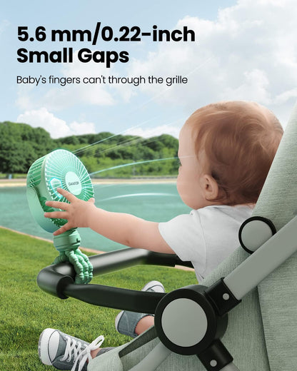 Gaiatop Mini Portable Pram Fan, Rechargeable Small Clip on Fan for Stroller, Detachable 3 Speed 360 Degree Rotate Flexible Tripod Handheld Desk Cooling Car Seat Crib Treadmill Travel Black - PuriLite