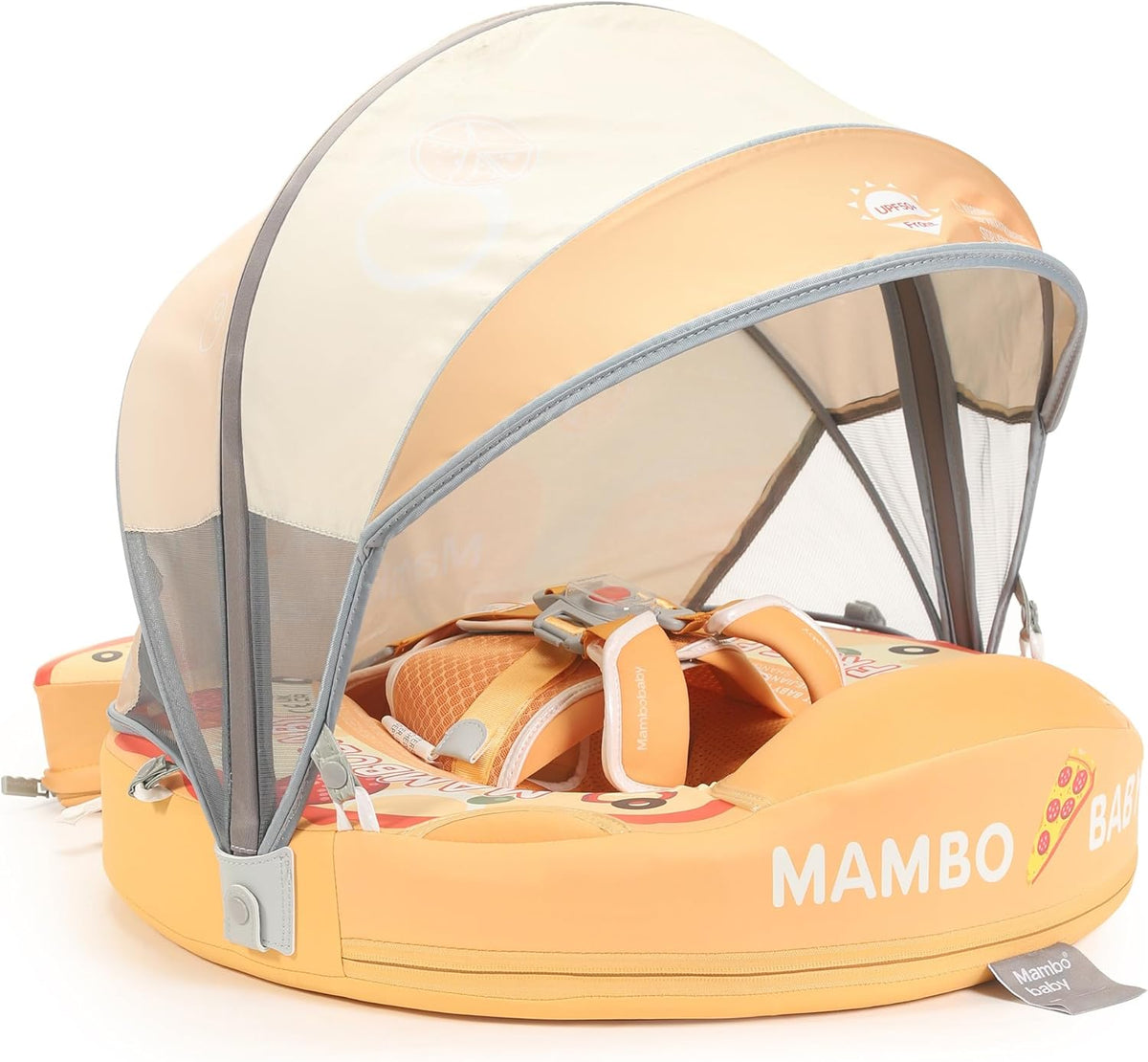 Mambobaby Baby Swim Float with Canopy, Non-Inflatable Solid Baby Float, Upgrade Soft Skin-Friendly Material Infant Swim Float - PuriLite