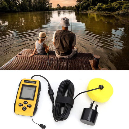 Oumefar Handheld LCD Display Fish Finder Portable Fishing Kayak Fishfinder Contour Readout Fish Depth Finder Wired Transducer with Sonar Sensor LCD Display - PuriLite
