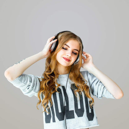 LORELEI X6 Over-Ear Headphones With Microphone, Lightweight Foldable & Portable Stereo Bass With 1.45M No-Tangle Wired for Smartphone Tablet MP3/4 (Black-Gold) - PuriLite