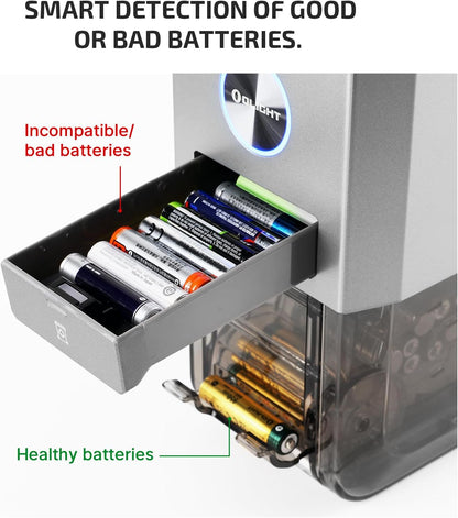 OLIGHT Ostation X 3-in-1 Smart Battery Charger with Charging Testing & Storage, Exclusively for 36 AAA Ni-MH Batteries, No Polarity Check Needed, Bad Battery Detection, App Monitoring (Grey) - PuriLite