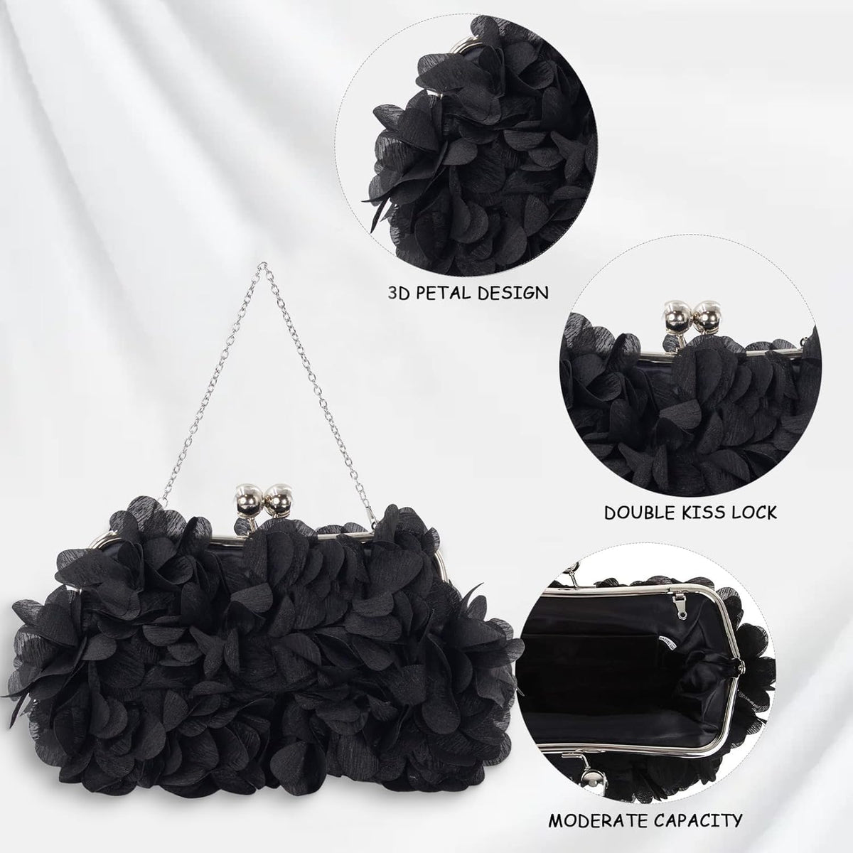 JAMBHALA Clutch Evening Handbags Floral Appliques Small Clutch Purses for Women - PuriLite