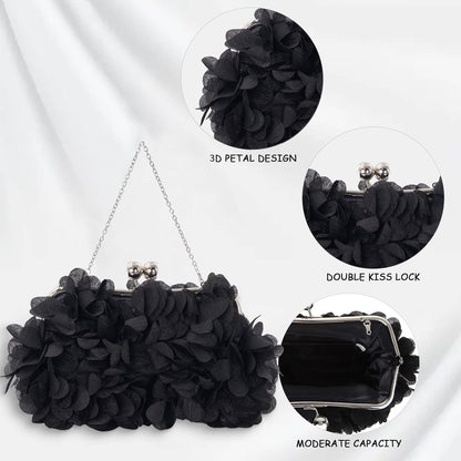 JAMBHALA Clutch Evening Handbags Floral Appliques Small Clutch Purses for Women - PuriLite