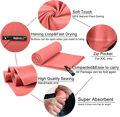 Rainleaf Microfiber Towel Perfect Travel & Gym & Camping Towel. Quick Dry - Super Absorbent - Ultra Compact - Lightweight. Suitable for Trip, Beach, Shower, Backpacking, Pool - PuriLite