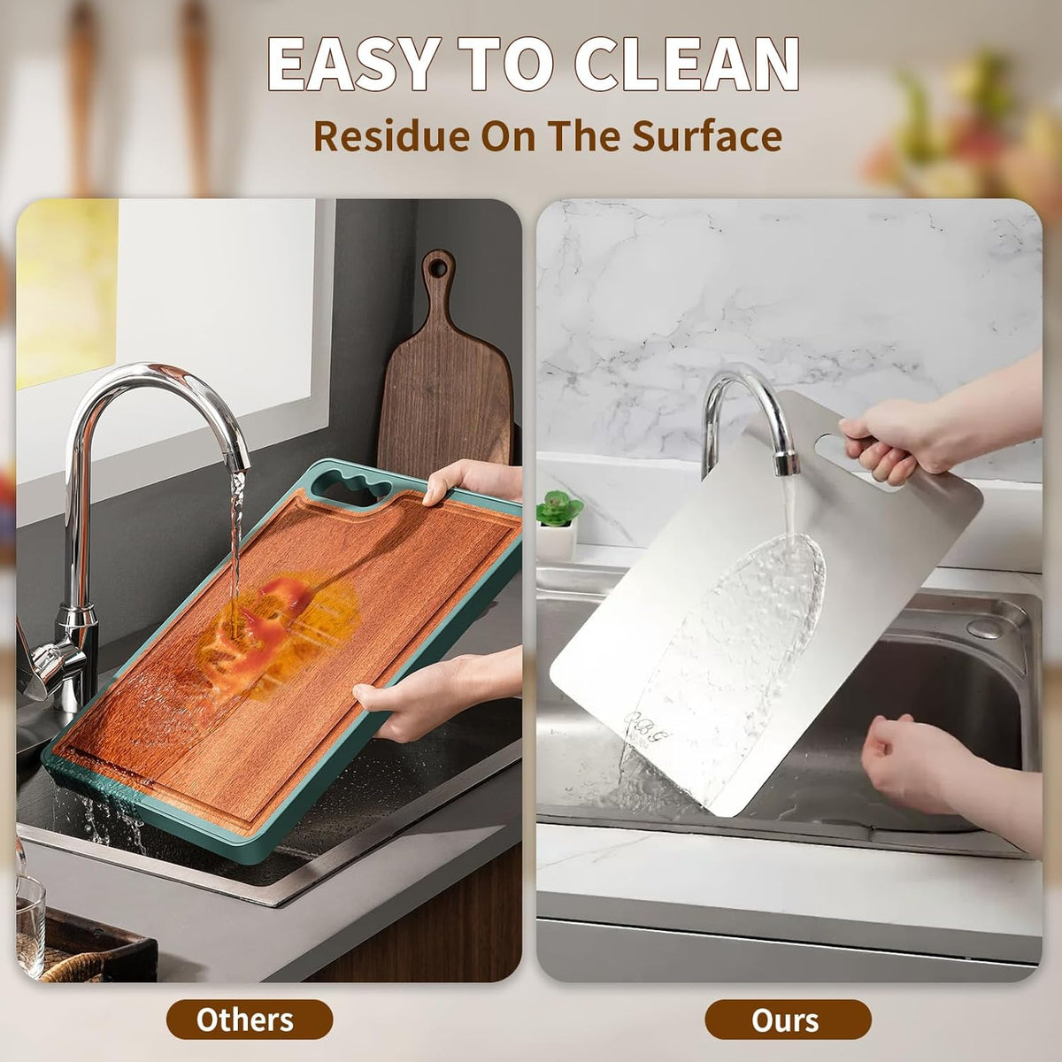 Set of Three Double-Sided Cutting Boards,304 Stainless Steel Cutting Board,Stainless Steel Cutting Board for Vegetables, Meat and Fruit - PuriLite