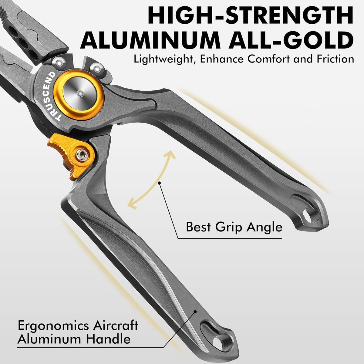 TRUSCEND Lockable Handy Fishing Pliers with Innovative Ergonomic Handle, Saltwater Corrosion Resistant Teflon Coated Fishing Tool, Multi-Function Fishing Gear with Mo-V Cutter, Amazing Fishing Gift - PuriLite