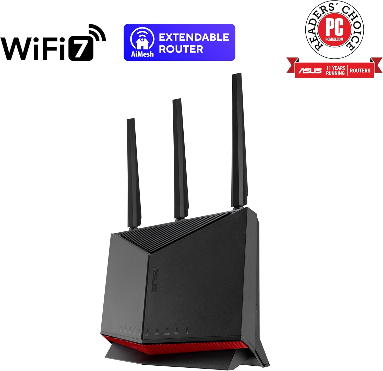 ASUS RT-BE86U BE6800 Dual-Band WiFi 7 Router, Supports 4096-QAM, MLO, AI WAN Detection, AiMesh, Subscription-Free Network Security, and Comprehensive VPN Features, Guest Network Pro, Gaming - PuriLite