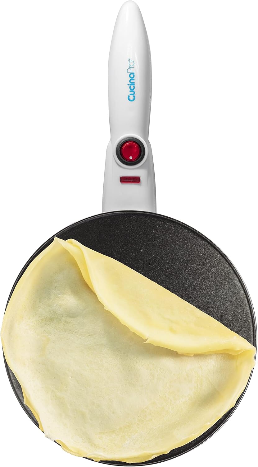 CucinaPro Cordless Crepe Maker- FREE Recipe Guide, NonStick Dipping Plate plus Electric Base & Batter Spatula, Portable Compact Baker, Homemade Holiday Morning Breakfast or Dessert Treat, Gift for Her - PuriLite