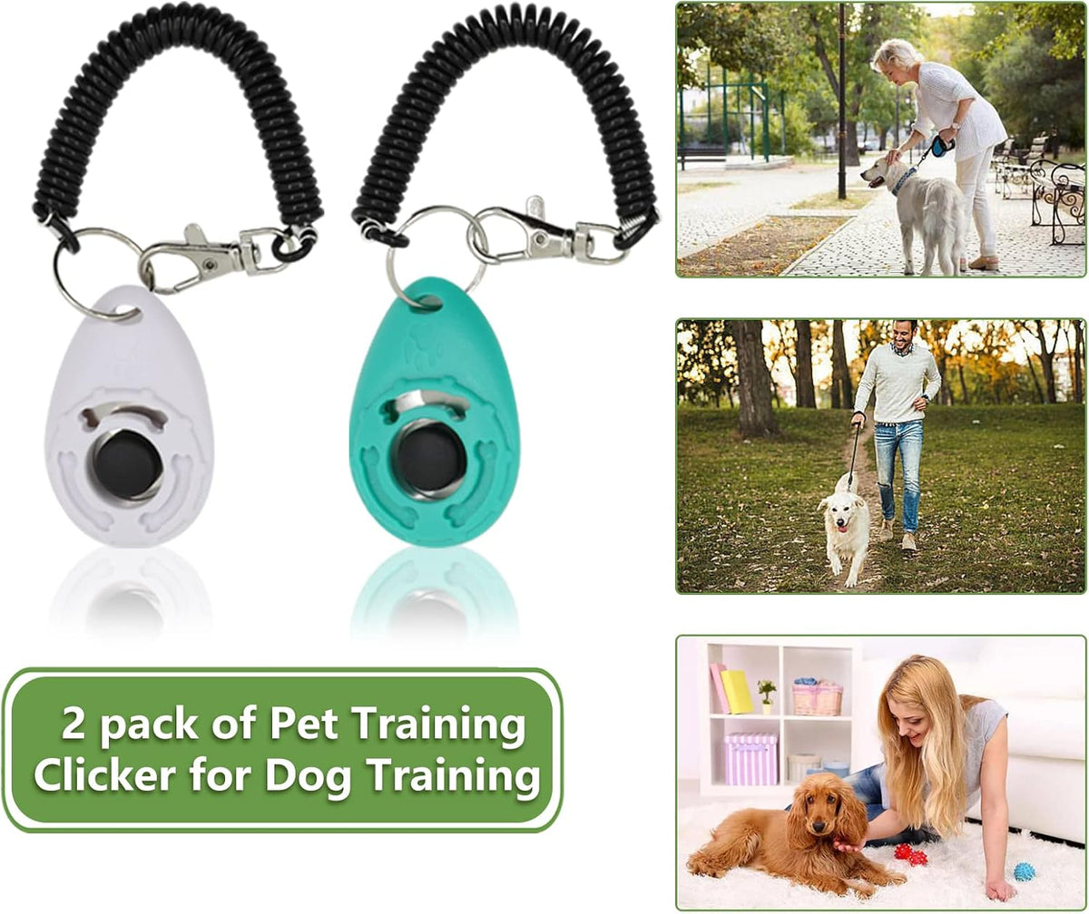 MGKSHADOW Dog Treat Pouch 1pc, Pet Training Clicker 2 pcs, Pet Treat Pouch, Built-in Poop Bag Dispenser (Black) - PuriLite