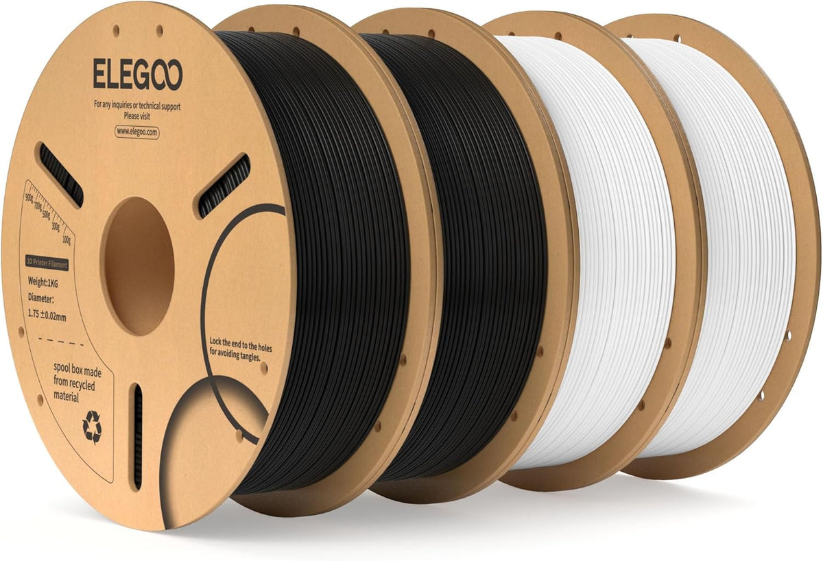 ELEGOO PLA Filament 1.75mm Black 1KG,3D Printer Filament Dimensional Accuracy +/- 0.02mm,1kg Cardboard Spool(2.2lbs) 3D Printing Filament Fits for Most FDM 3D Printers - PuriLite