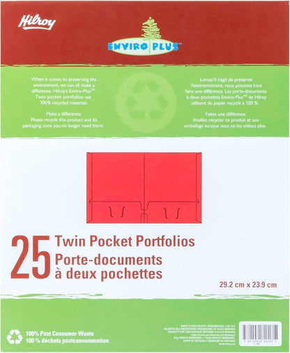 Hilroy Twin Pocket Portfolios, 9.5" x 11.75", 4-Pack, Assorted Colours (06042) - PuriLite