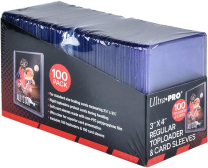Ultra PRO 3" x 4" Clear Regular Toploaders and Soft Sleeves Bundle (100ct) for Standard Size Cards - PuriLite