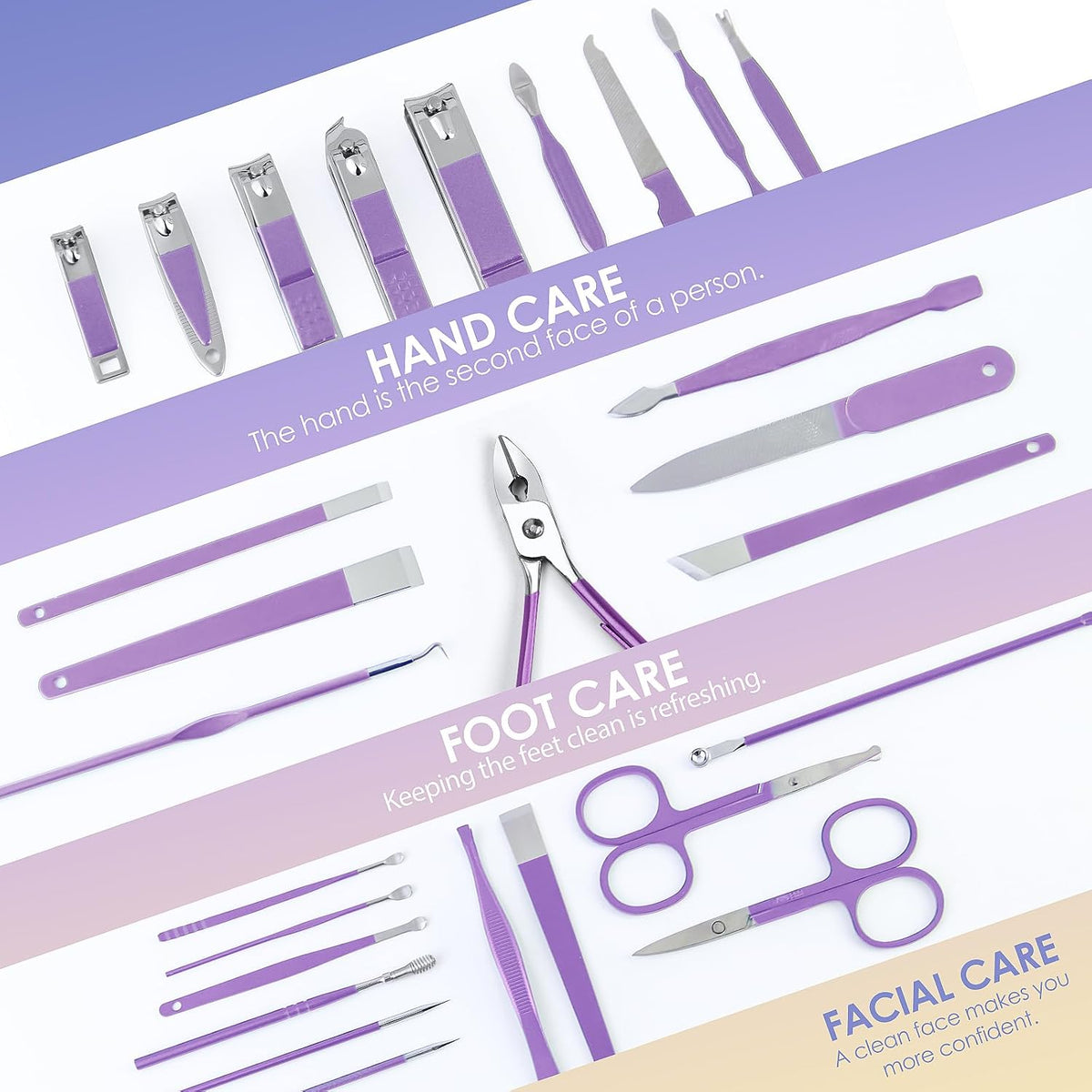 WOAMA Manicure Set 30 in 1 Nail Clipper Set Nail Kit for Women Men Stainless Steel Manicure Kit Professional with Travel Case - PuriLite