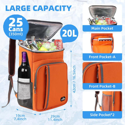 Bagtopia Camping Cooler Backpack 25 Cans, Leak Proof Insulated Thermal Bag, Beach Travel Picnic Lunch Backpack for Men Women - PuriLite