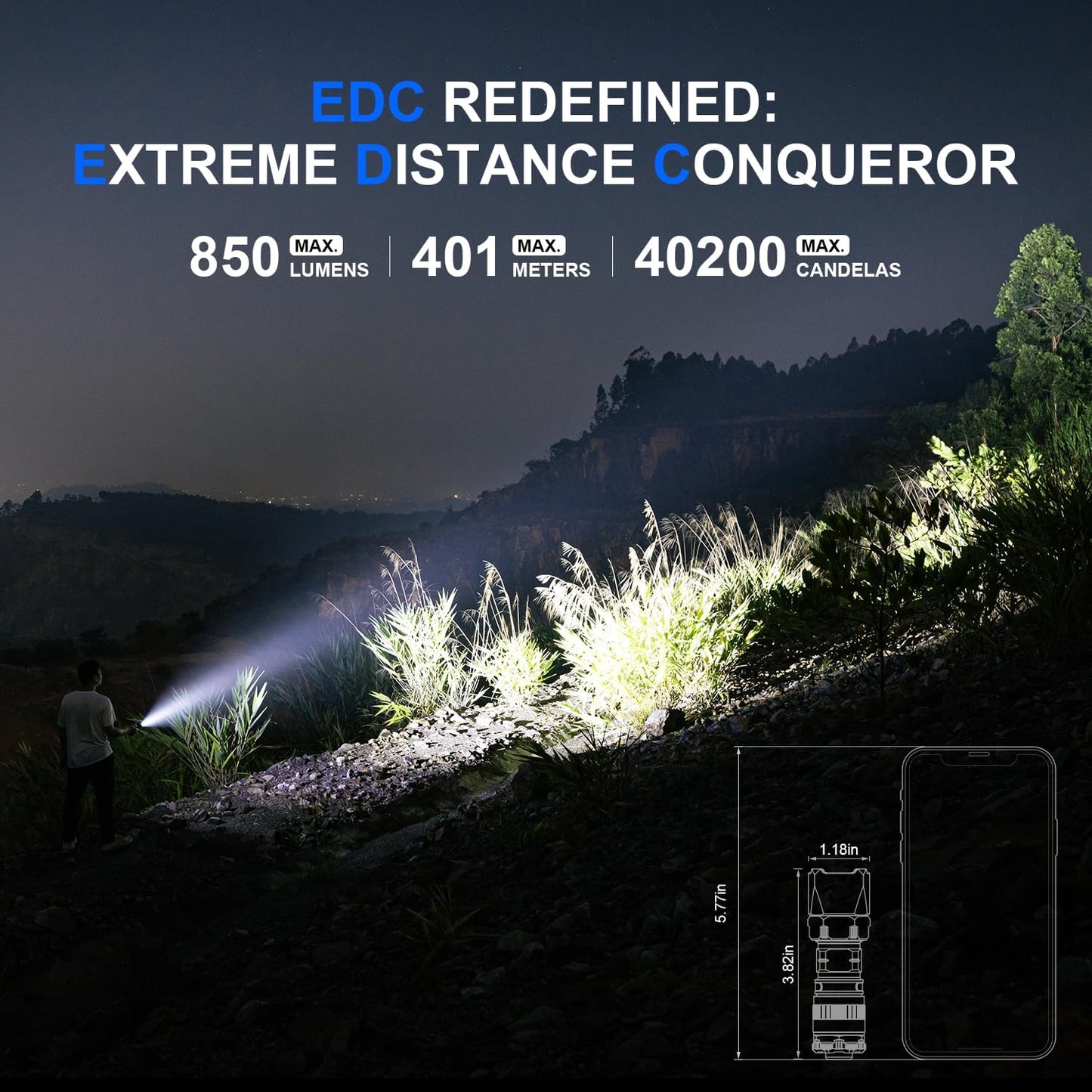 WUBEN T4 Flashlight Rechargeable, Mini Tactical Flashlight Military Grade 401M Long Throw, Small Flashlight with Tactical/Duty/Lock 3 Modes, EDC Flash Light for Police, Emergency and Daily Use - PuriLite