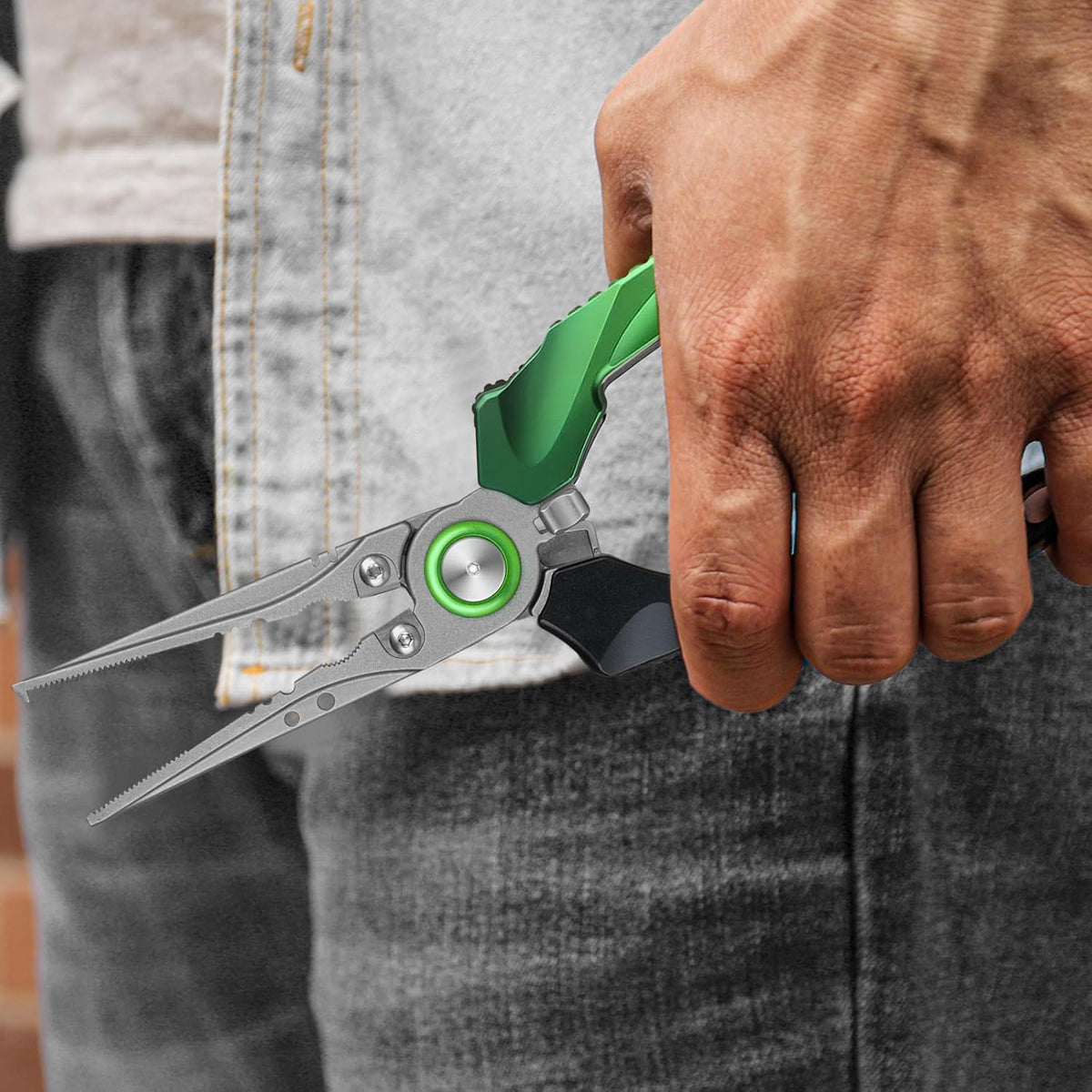 TRUSCEND Lockable Handy Fishing Pliers with Innovative Ergonomic Handle, Saltwater Corrosion Resistant Teflon Coated Fishing Tool, Multi-Function Fishing Gear with Mo-V Cutter, Amazing Fishing Gift - PuriLite
